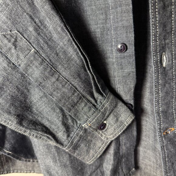 NWT Dockers Men’s Dark Denim Button Up Shirt Size M - Picture 6 of 10